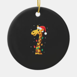 Christmas Giraffe Santa Hat Lights Giraffe Men Wom Ceramic Tree Decoration