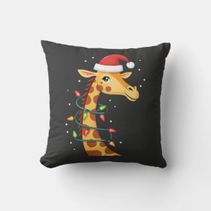 Christmas Giraffe Santa Hat Lights Giraffe Men Wom Cushion