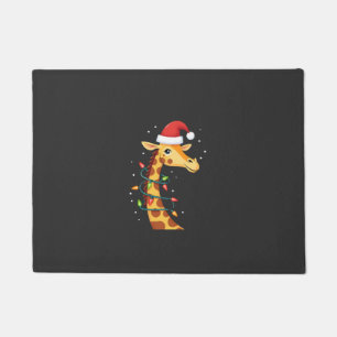 Christmas Giraffe Santa Hat Lights Giraffe Men Wom Doormat