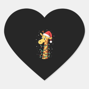 Christmas Giraffe Santa Hat Lights Giraffe Men Wom Heart Sticker