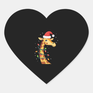 Christmas Giraffe Santa Hat Lights Giraffe Men Wom Heart Sticker