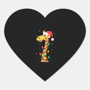 Christmas Giraffe Santa Hat Lights Giraffe Men Wom Heart Sticker
