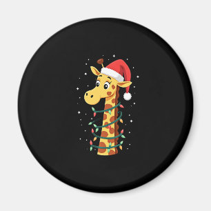 Christmas Giraffe Santa Hat Lights Giraffe Men Wom Magnet