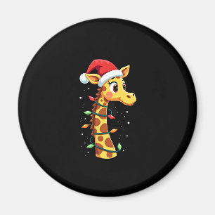 Christmas Giraffe Santa Hat Lights Giraffe Men Wom Magnet