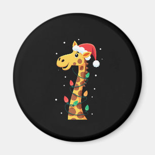 Christmas Giraffe Santa Hat Lights Giraffe Men Wom Magnet