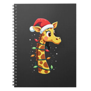 Christmas Giraffe Santa Hat Lights Giraffe Men Wom Notebook