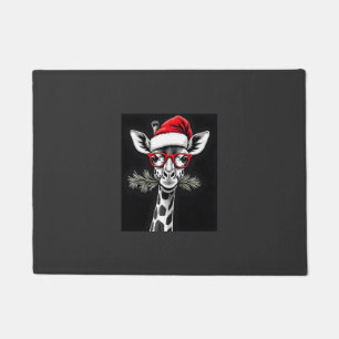 Christmas Giraffe Santa Hat Pajama Gift Family Mat