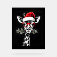 Christmas Giraffe Santa Hat Pajama Gift Family Mat