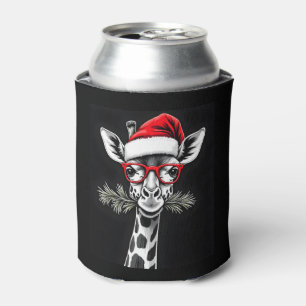 Christmas Giraffe Santa Hat Pajama Gift Family Mat Can Cooler