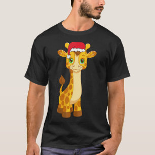 Christmas Giraffe Santa hat Xmas Pajama For Boys T-Shirt