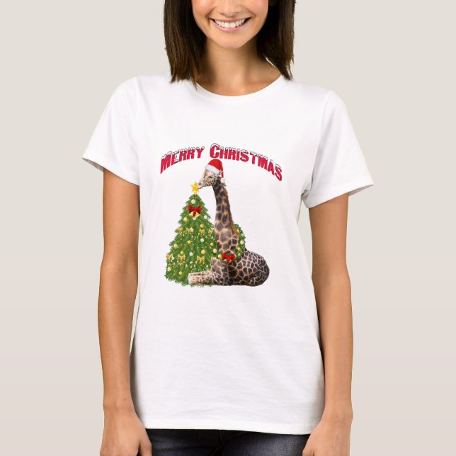Christmas Giraffe Sleepshirt Shirt Dress (Front)