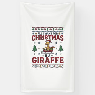 Christmas Giraffe Sleigh Funny Holiday T-Shirt Des Banner