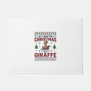 Christmas Giraffe Sleigh Funny Holiday T-Shirt Des Doormat