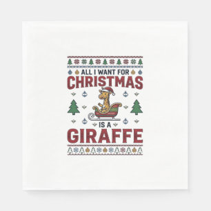 Christmas Giraffe Sleigh Funny Holiday T-Shirt Des Napkin