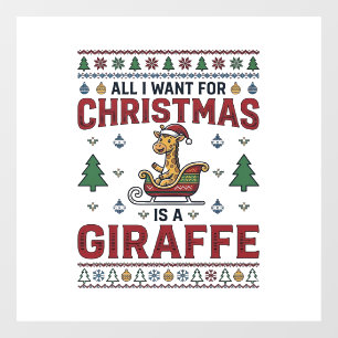 Christmas Giraffe Sleigh Funny Holiday T-Shirt Des Window Cling