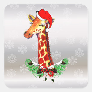 Christmas Giraffe Square Sticker