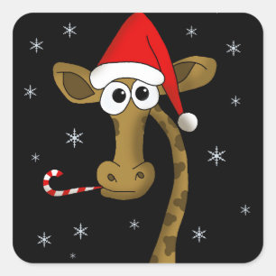 Christmas giraffe square sticker