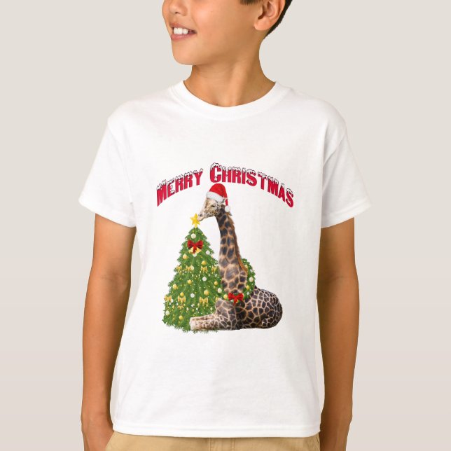 Christmas Giraffe T-Shirt (Front)