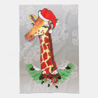 Christmas Giraffe Tea Towel