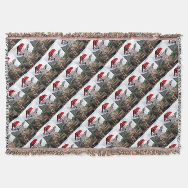 Christmas Giraffe Throw Blanket (Front)
