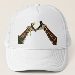 Christmas giraffe trucker hat