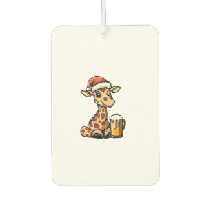 Christmas Giraffe With Beer _ Xmas Funny Party   Car Air Freshener