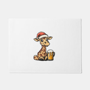 Christmas Giraffe With Beer _ Xmas Funny Party   Doormat