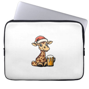 Christmas Giraffe With Beer _ Xmas Funny Party Laptop Sleeve