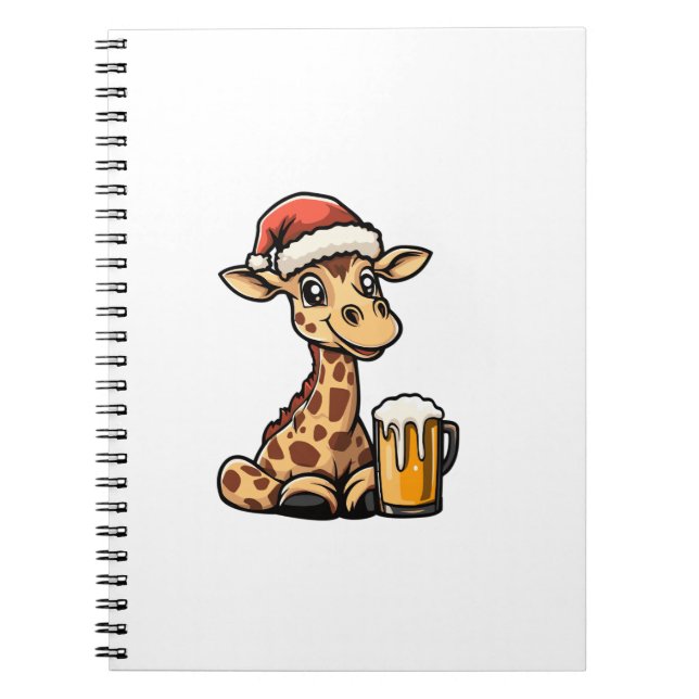 Christmas Giraffe With Beer _ Xmas Funny Party   Notebook (Front)
