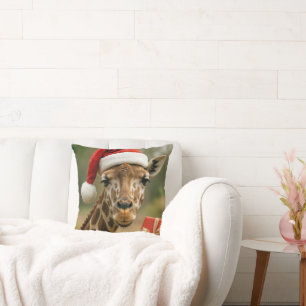 Christmas Giraffe With Holiday Gift Cushion