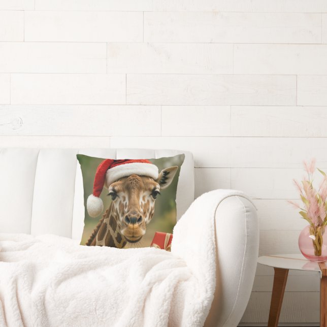 Christmas Giraffe With Holiday Gift Cushion (Couch)