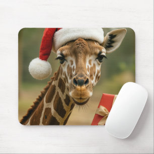 Christmas Giraffe With Holiday Gift Mouse Mat