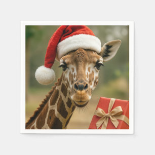 Christmas Giraffe With Holiday Gift Napkin