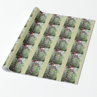 Christmas Giraffe with Santa Hat Wrapping Paper