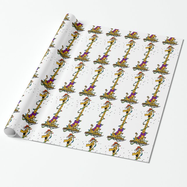 Christmas Giraffe Wrapping Paper (Unrolled)