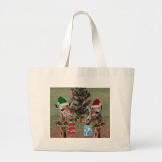 Christmas Giraffes Large Tote Bag