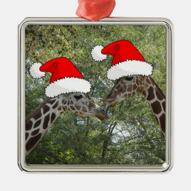 Christmas Giraffes Metal Tree Decoration (Front)