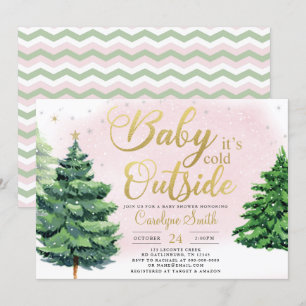 Christmas Girl Baby Shower Invitation