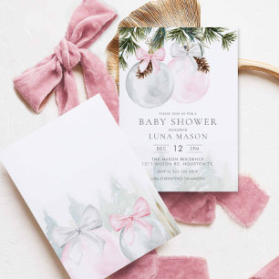 Christmas Girl Baby Shower Invitation