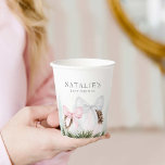 Christmas Girl Baby Shower Personalised  Paper Cups<br><div class="desc">Christmas Girl Baby Shower Paper Cups are designed with watercolor pink Christmas ornaments. Text is editable - Click Personalise to edit. Matching items in our store Cava Party Design.</div>