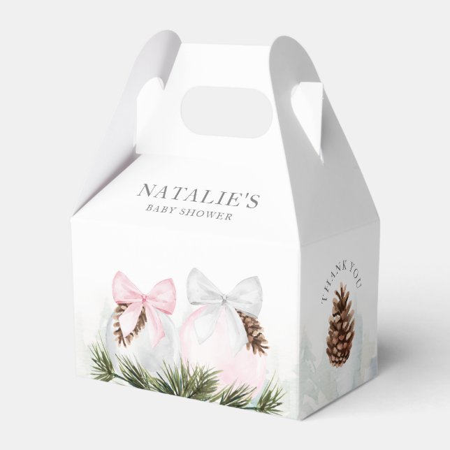 Christmas Girl Baby Shower Pink Favour Box (Front Side)
