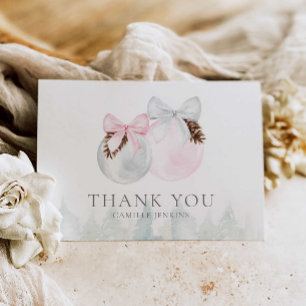 Christmas Girl Baby Shower Thank you Card