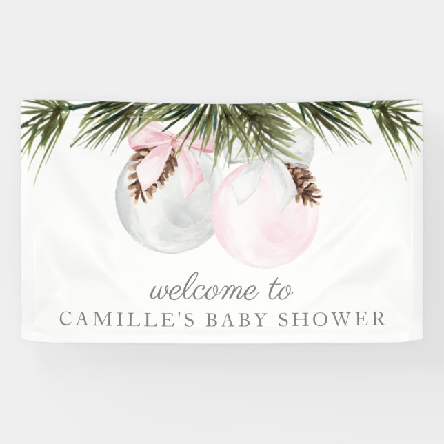 Christmas Girl Baby Shower Welcome Banner (Horizontal)