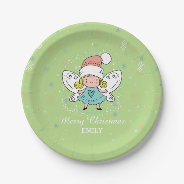 Christmas Girl Butterfly Paper Plate (Front)