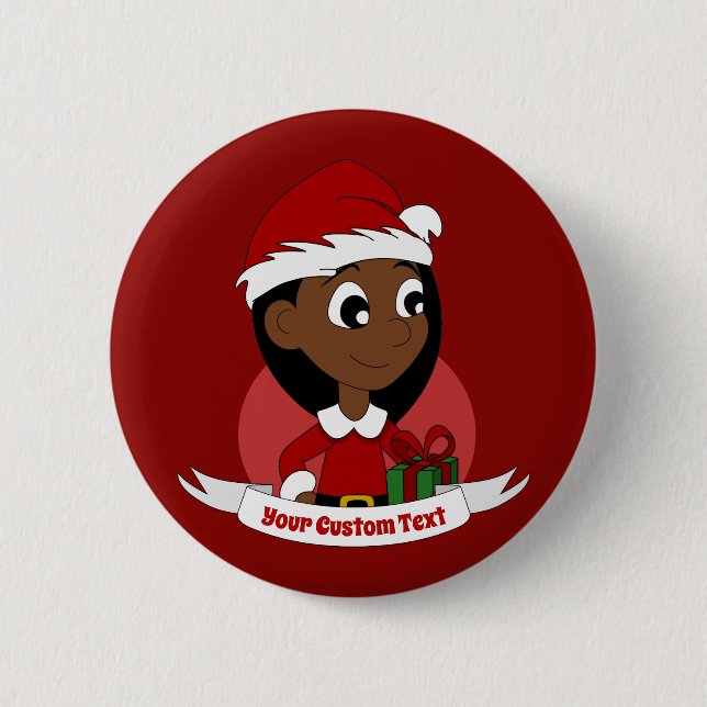 Christmas girl cartoon 6 cm round badge (Front)