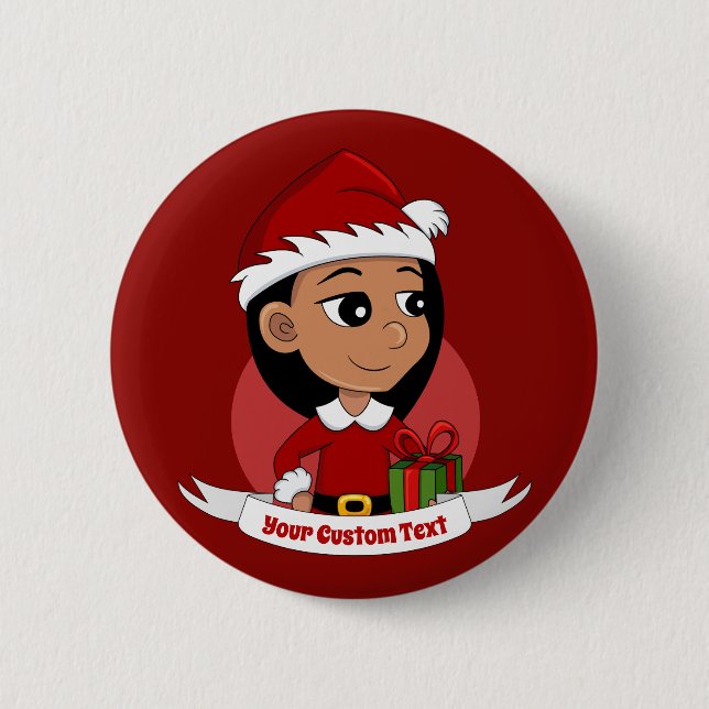 Christmas girl cartoon button (Front)