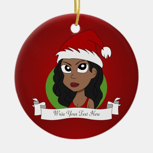 Christmas girl cartoon ceramic tree decoration (Front)