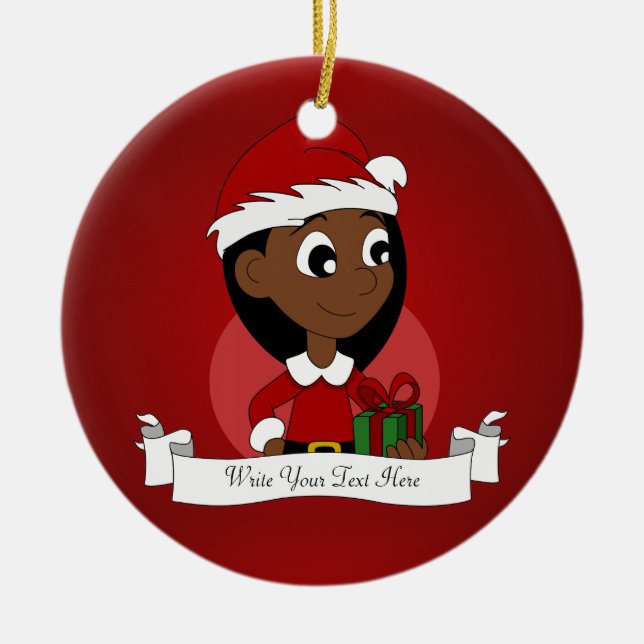 Christmas girl cartoon ceramic tree decoration (Front)