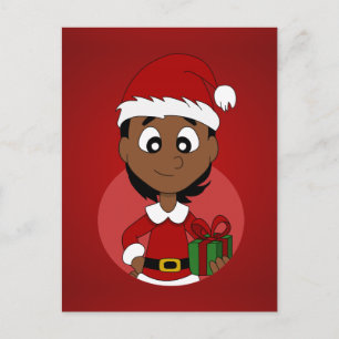 Christmas girl cartoon holiday postcard