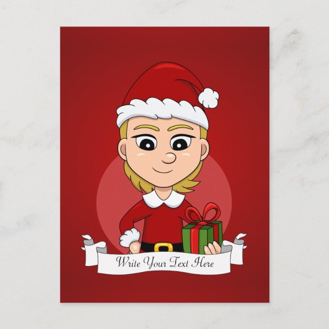 Christmas girl cartoon holiday postcard (Front)